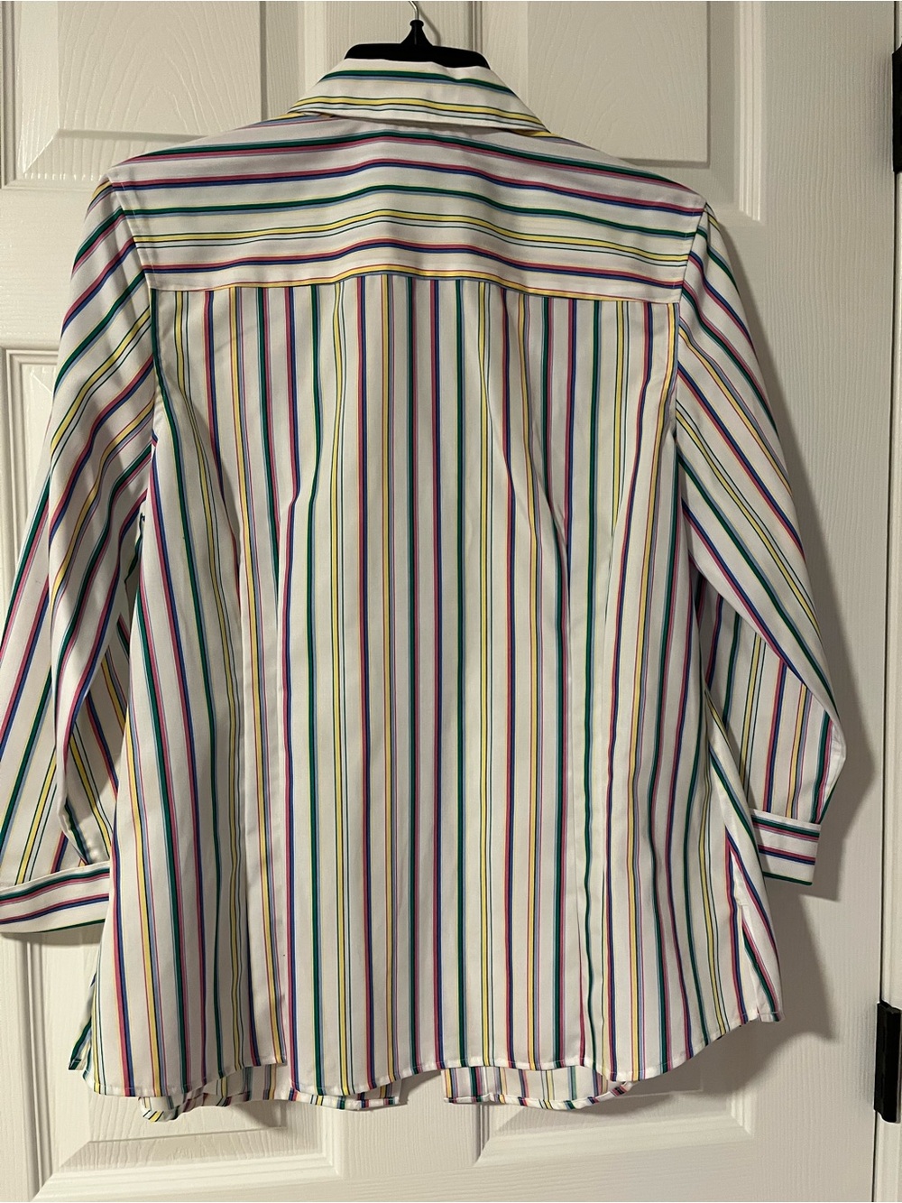 Taylor White Dress Shirt with Multicolor Vertical Stripes - Picture 4 of 4